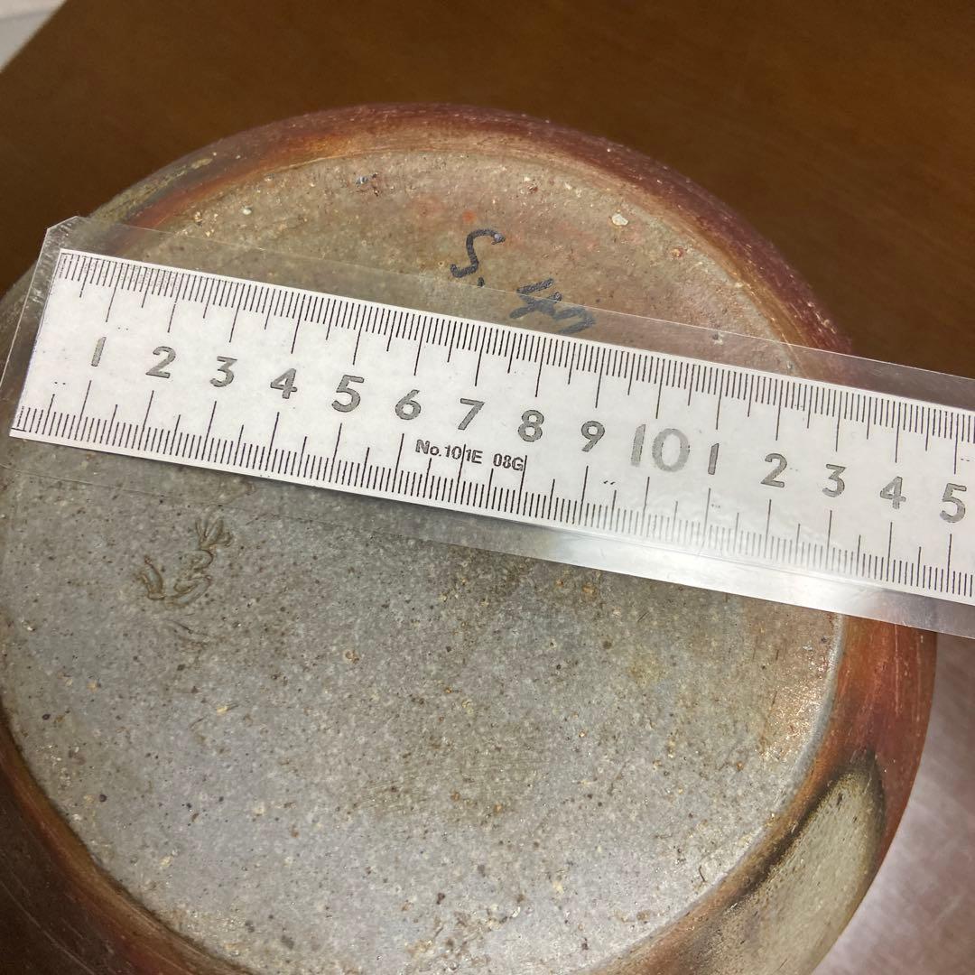 備前焼 作家作 手作り陶器 花瓶 赤灰色