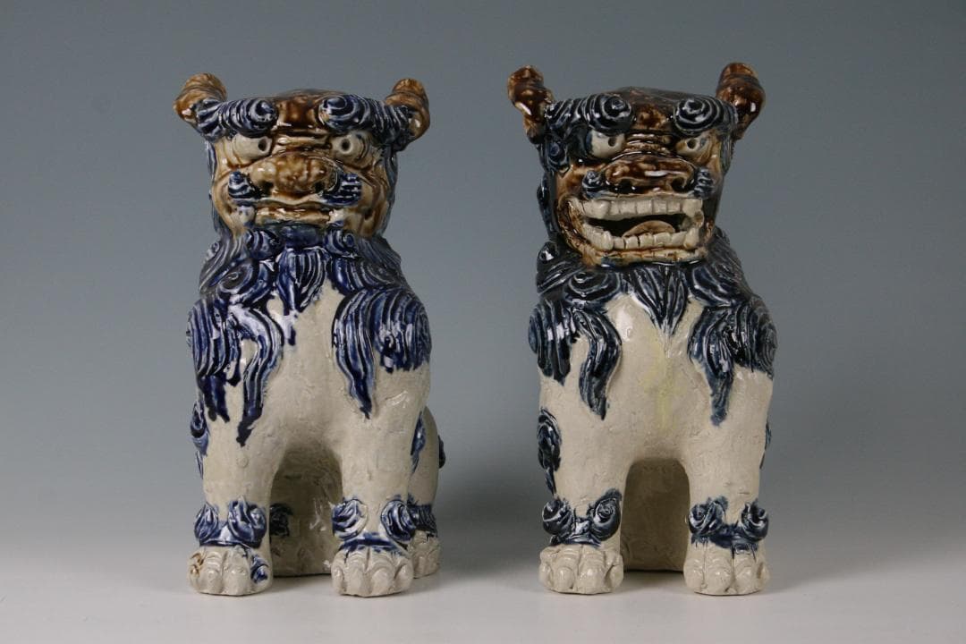 シーサー 金城敏徳 作 金城敏徳 作 南蛮焼〆ハイシーサー（大）1対