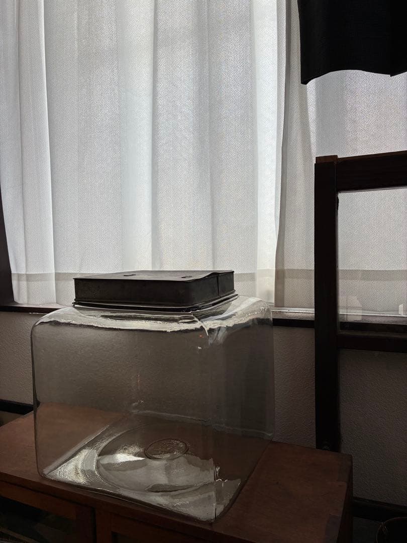 大正 特大 菓子瓶 ガラス瓶 気泡 ゆらゆらガラス 戦前 古道具