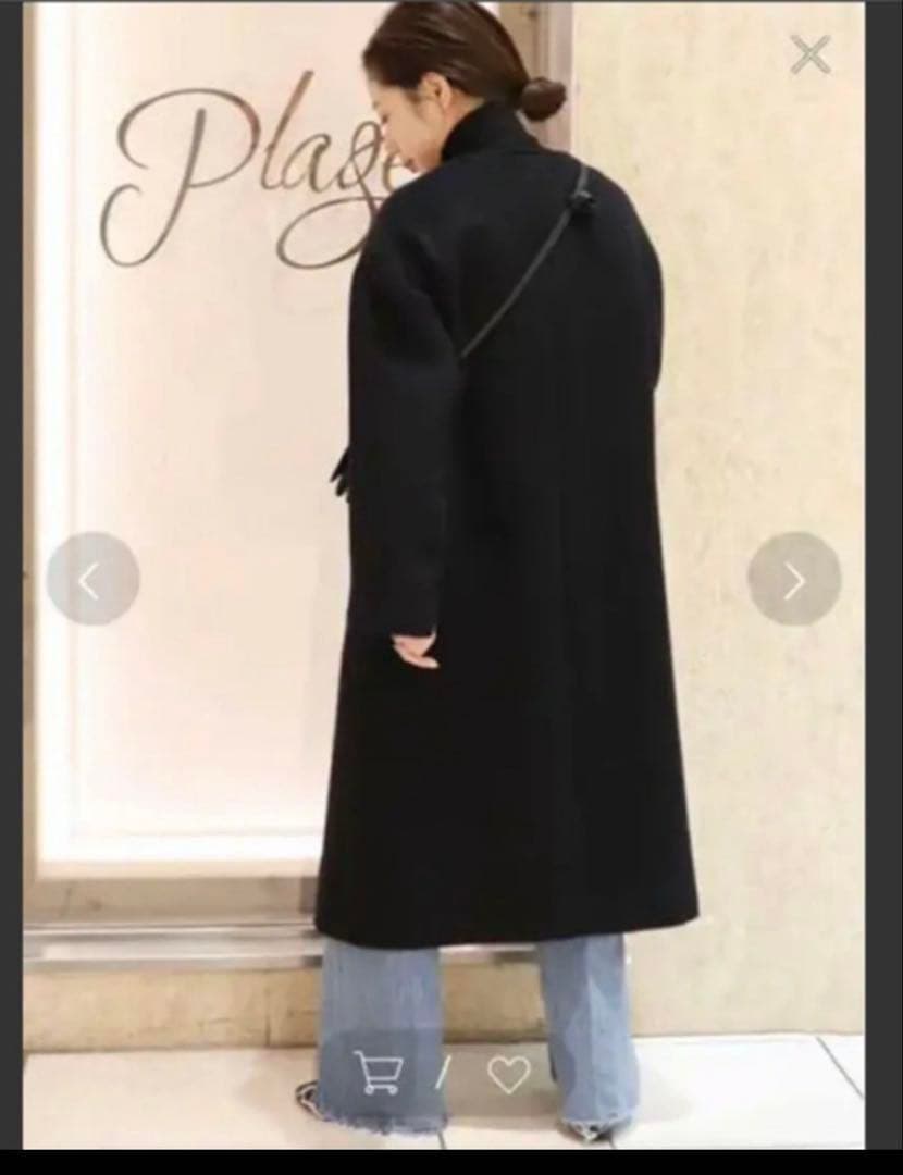 極美品 plage プラージュ アルパカシャギーノーカラーコート ブラック