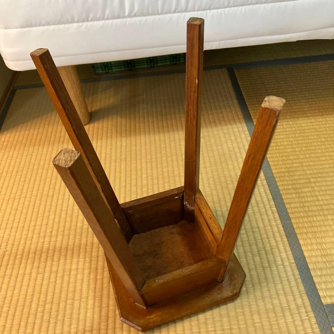 アンティーク木製 スツール 丸椅子 花台 昭和レトロ 古道具 古家具　角椅子