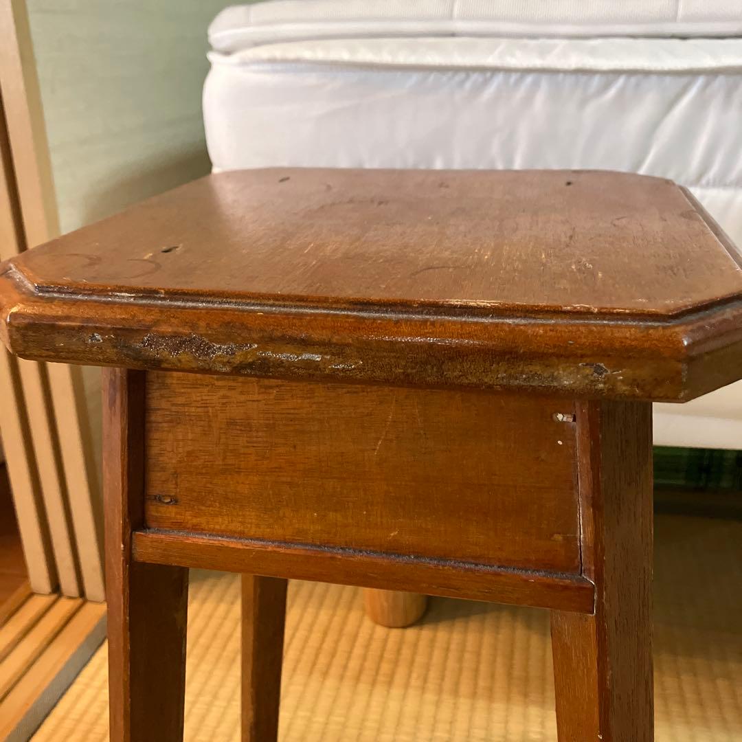 アンティーク木製 スツール 丸椅子 花台 昭和レトロ 古道具 古家具　角椅子
