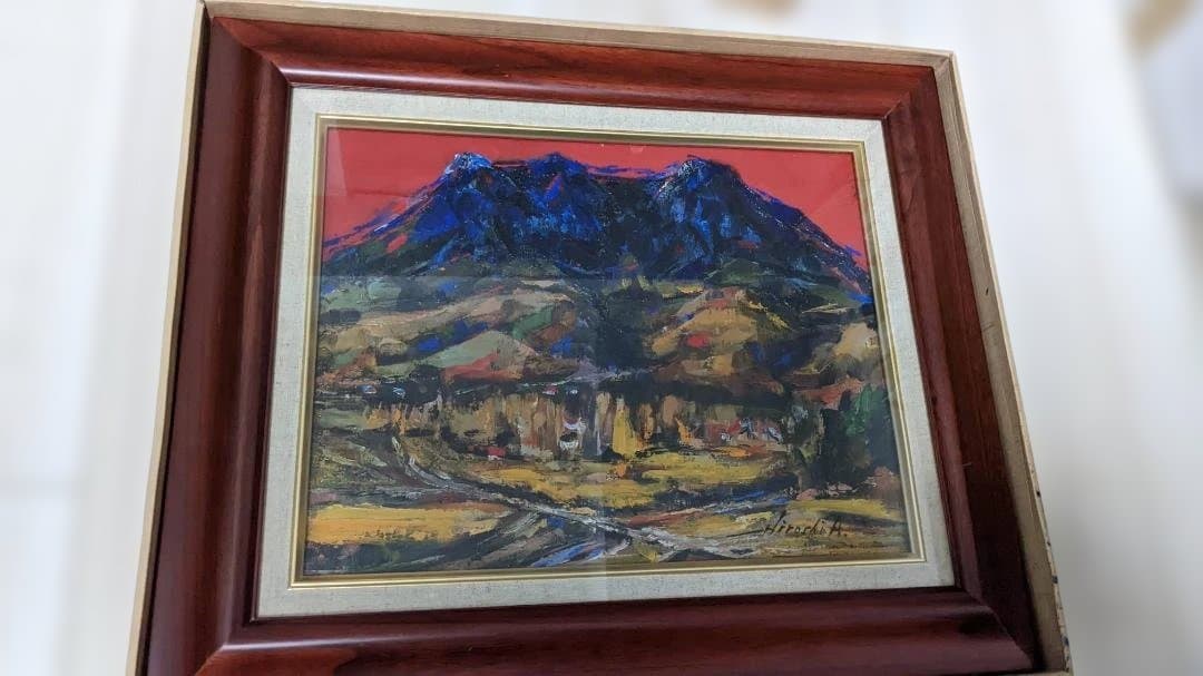 ★御嶽の秋★ 油絵「御嶽山」浅野博 Hiroshi.A サイン入 額装付