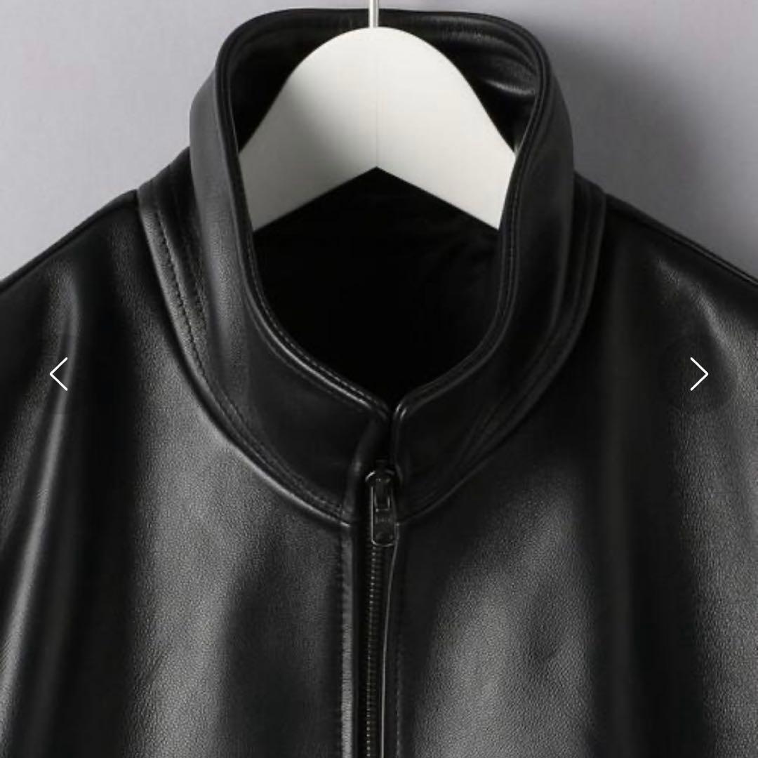 UNITED ARROWS】 ラムレザー スタンドカラーダブルジップブルゾン