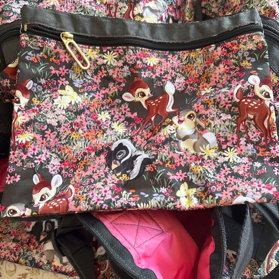 LeSportsac. バンビ柄 ボストンバッグ 約縦37x横50xマチ23