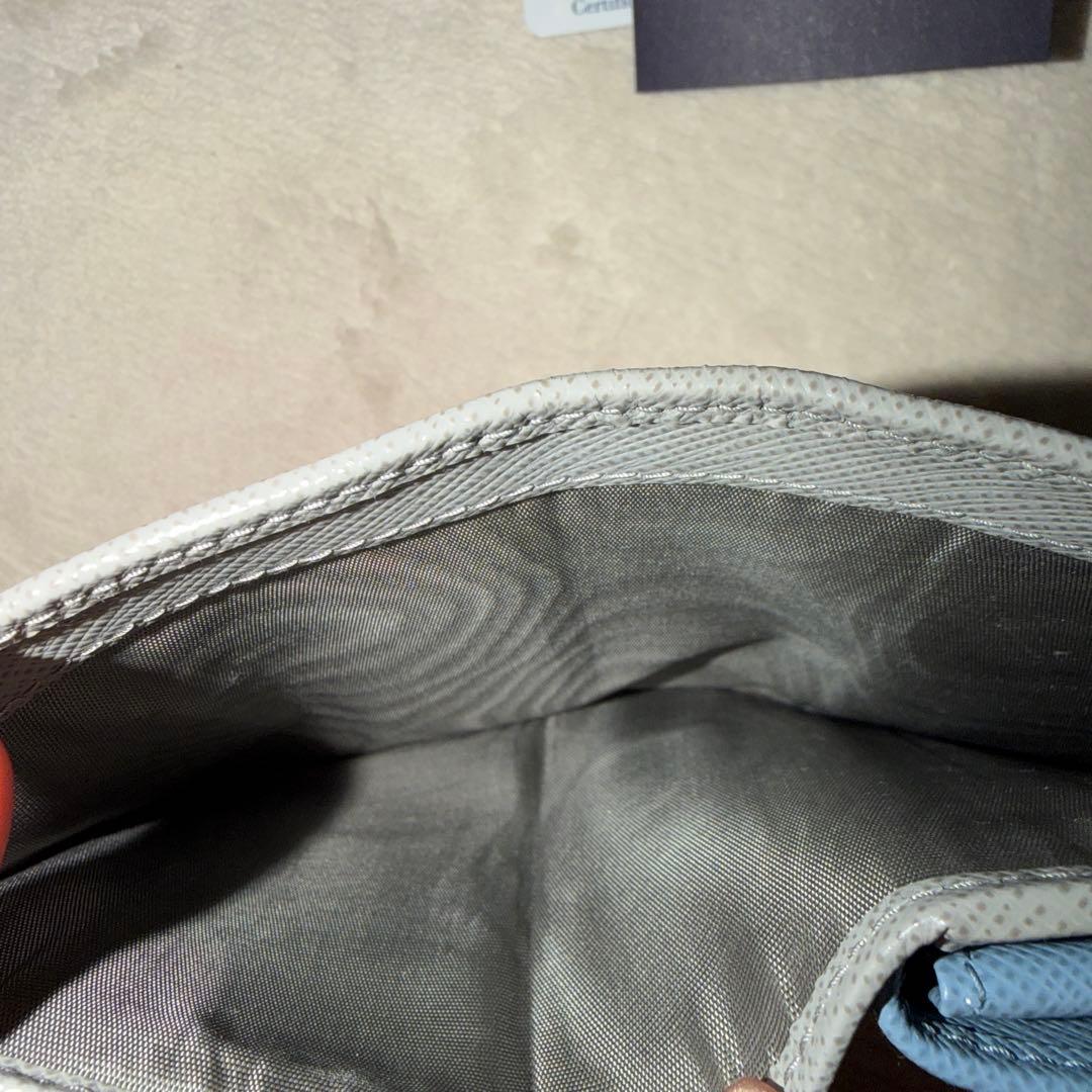 PRADA 二つ折り財布　ウォレット　グレー　ブルー　サフィアーノ