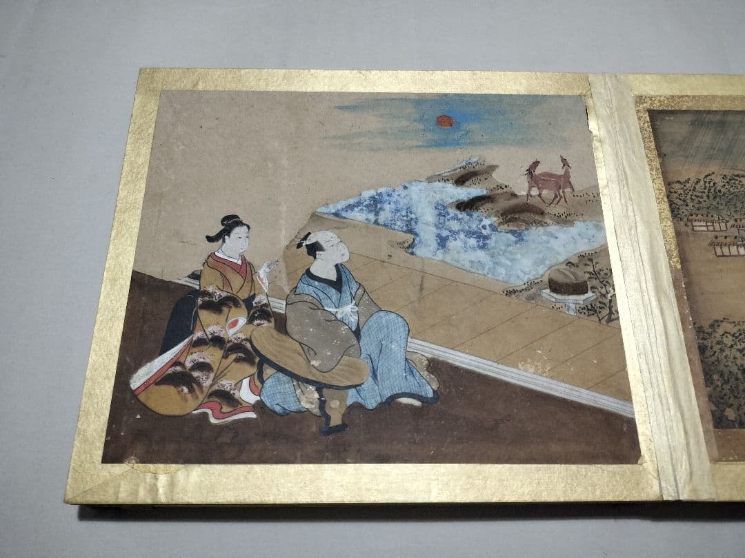 古画 大和絵 手書き 肉筆画帳 折帖