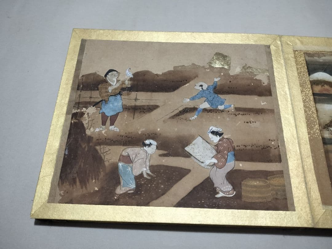 古画 大和絵 手書き 肉筆画帳 折帖