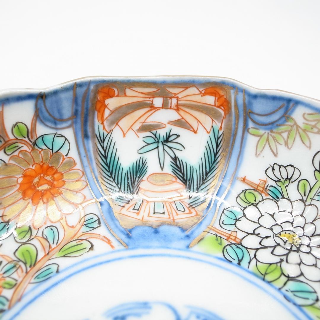 古伊万里　錦手　花尽くし文様　なます皿　2枚