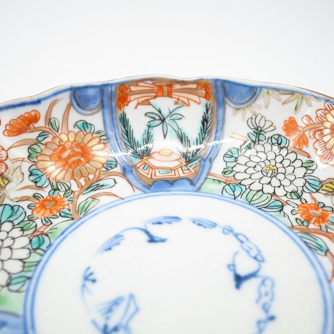 古伊万里　錦手　花尽くし文様　なます皿　2枚