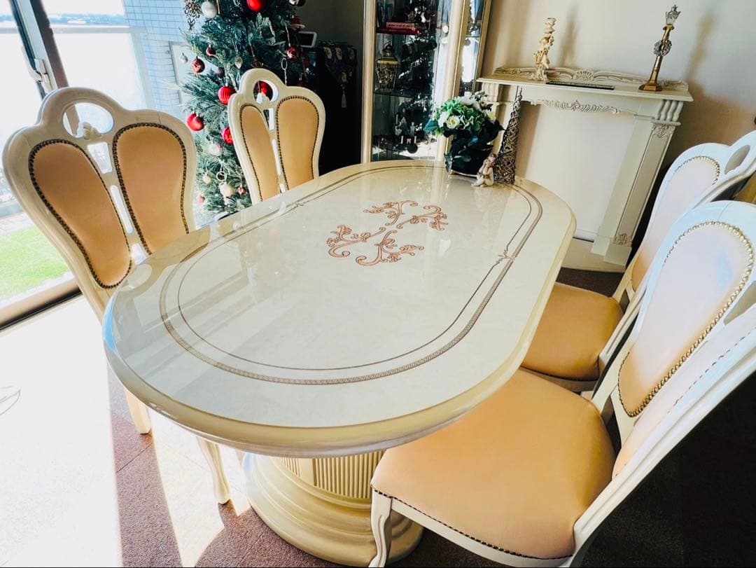 サルタレッリフローレンス ダイニングテーブルアイボリー イタリア 145cm