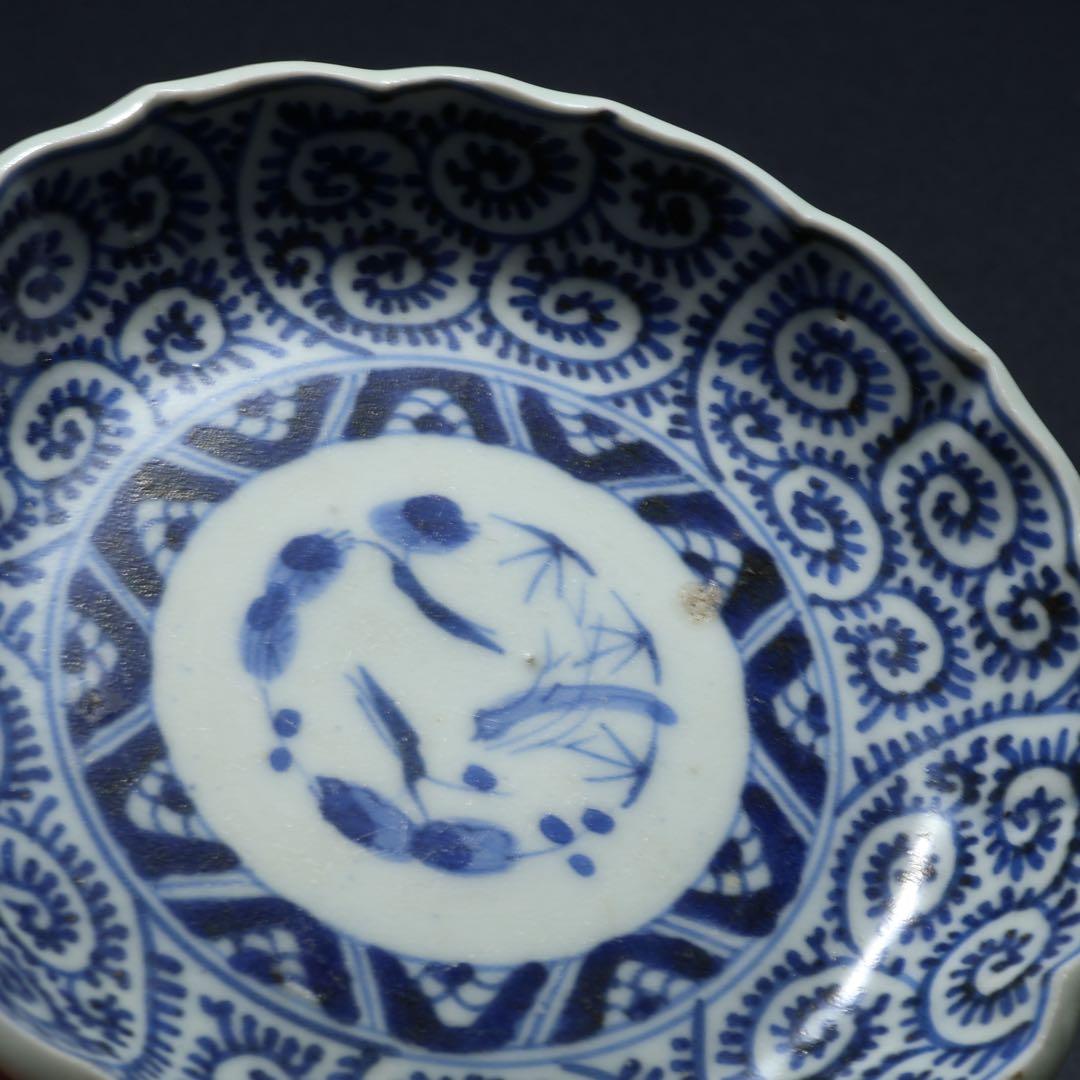 伊万里染付蛸唐草小皿∅11㎝ 2枚組　骨董　古伊万里　R1639B2