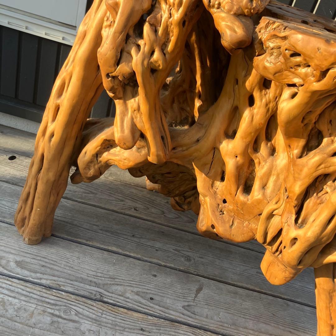 昭和レトロ 天然木 一刀彫 花台 飾り棚 ディスプレイラック 大型置物