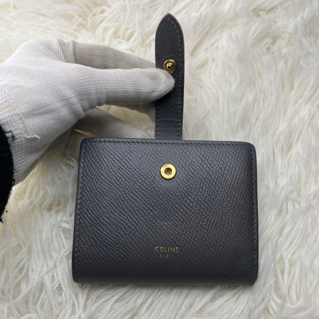 極美品✨️CELINE スモール ストラップ ウォレット 折り財布 グレー