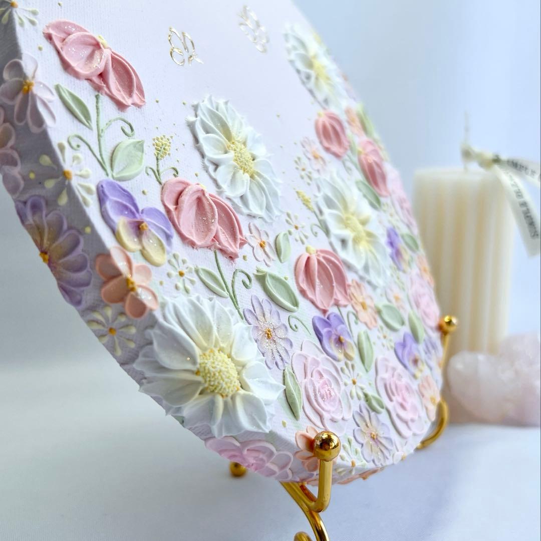 melia テクスチャーアート 絵画 インテリアアート 花 立体 絵 北欧