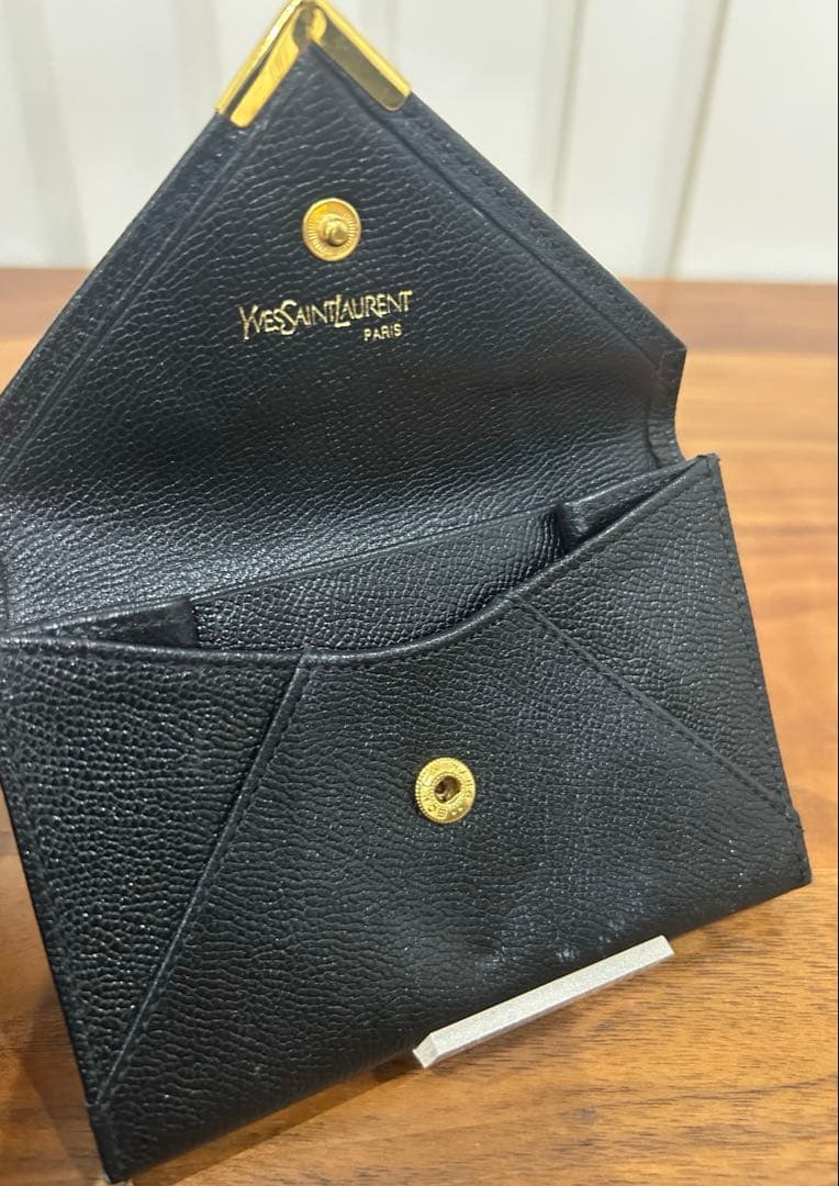 希少 本革 ヴィンテージYSLイヴサンローランケース 黒 匿名