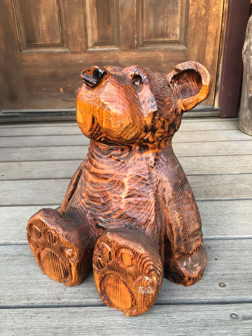 チェーンソーアート 熊 オブジェ 木彫 木工 チェーンソーアート 熊