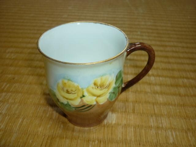 1900年頃ドイツ製◆初期 ババリア 黄色い薔薇 手書き カップ＆ソーサー6客組