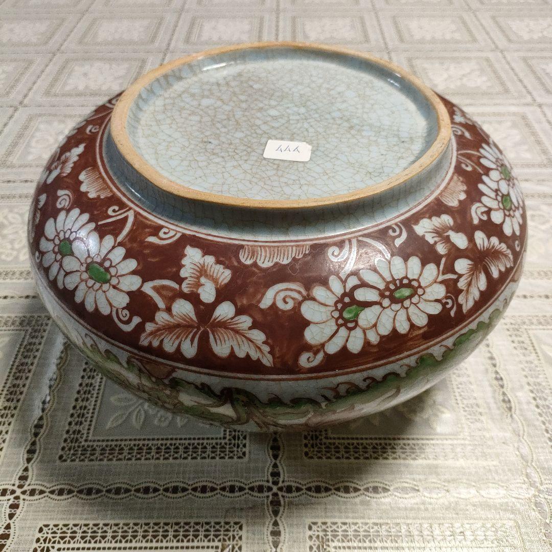 古代佛教遺跡出土完品『紅安南魚草紋酒会壺』桐箱＆極め付