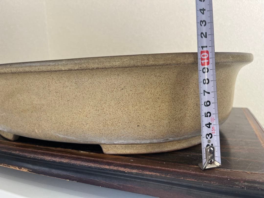 中国古盆器＜白交趾★時代乗り満点★発色抜群・希少、人気型・使い頃サイズ＞楕円