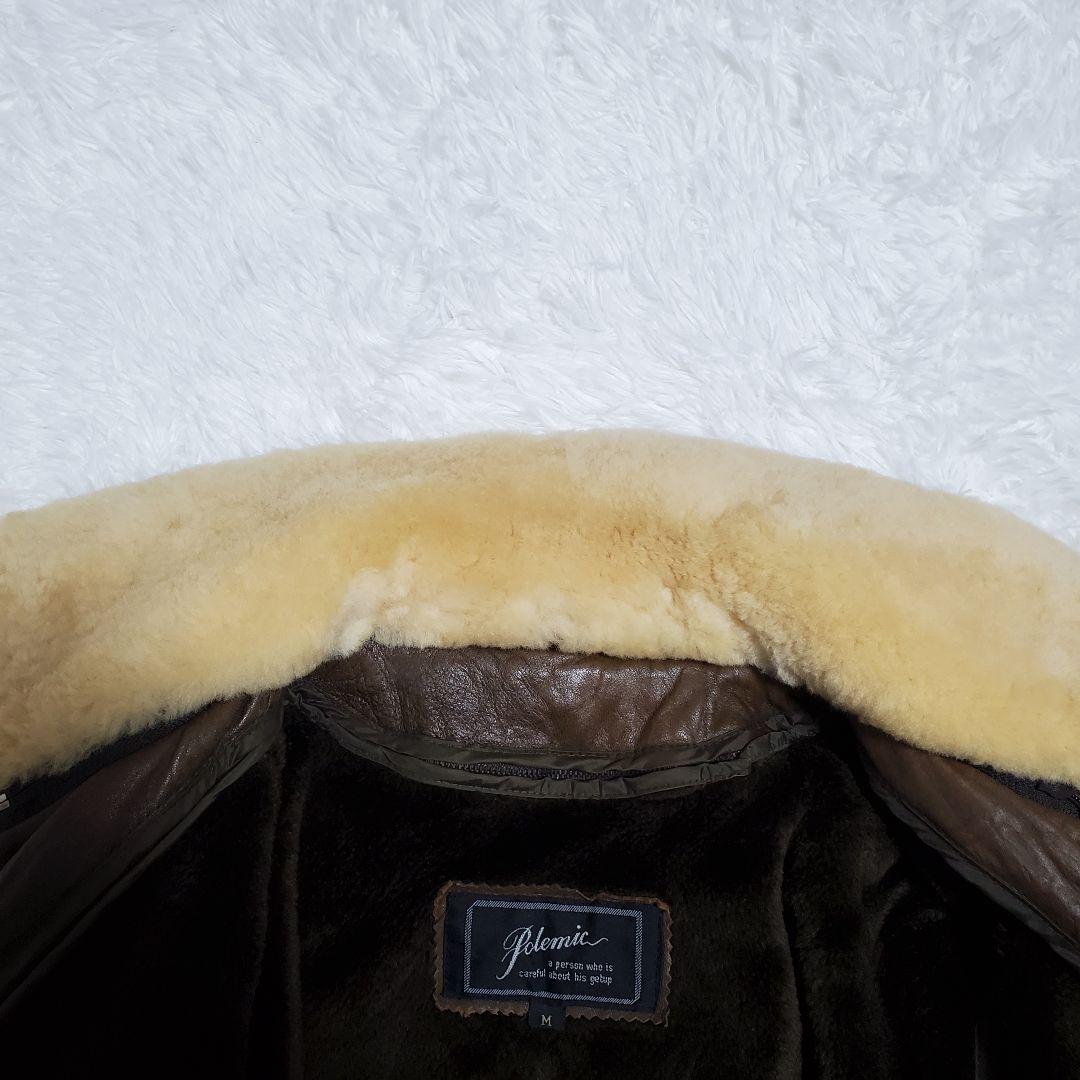 ヴィンテージ レザージャケット ライナー ボア襟 ラムレザー M ブラウン