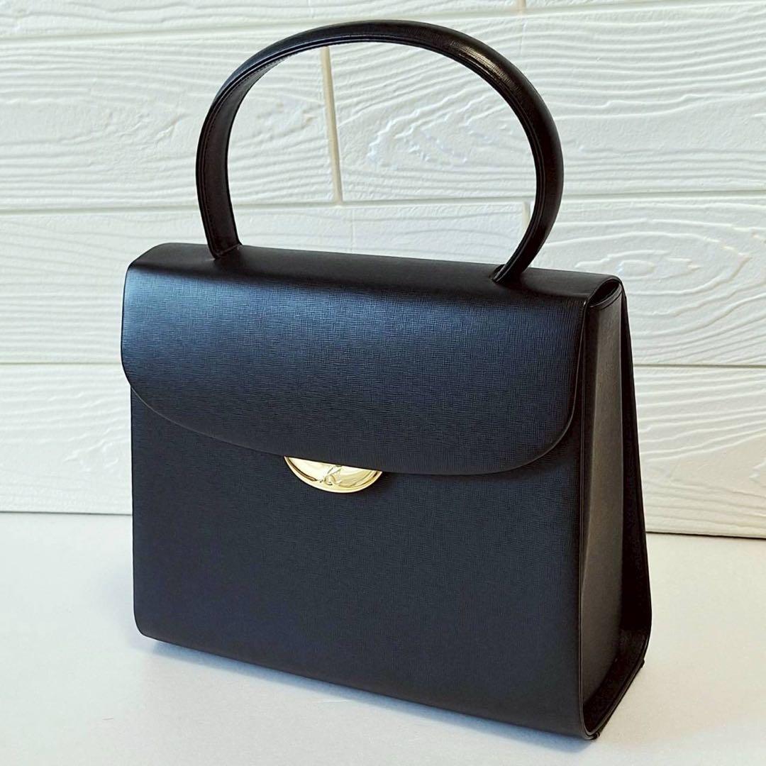 2113 【美品】キタムラ フォーマル 冠婚葬祭ハンドバッグ ゴールド金具 黒