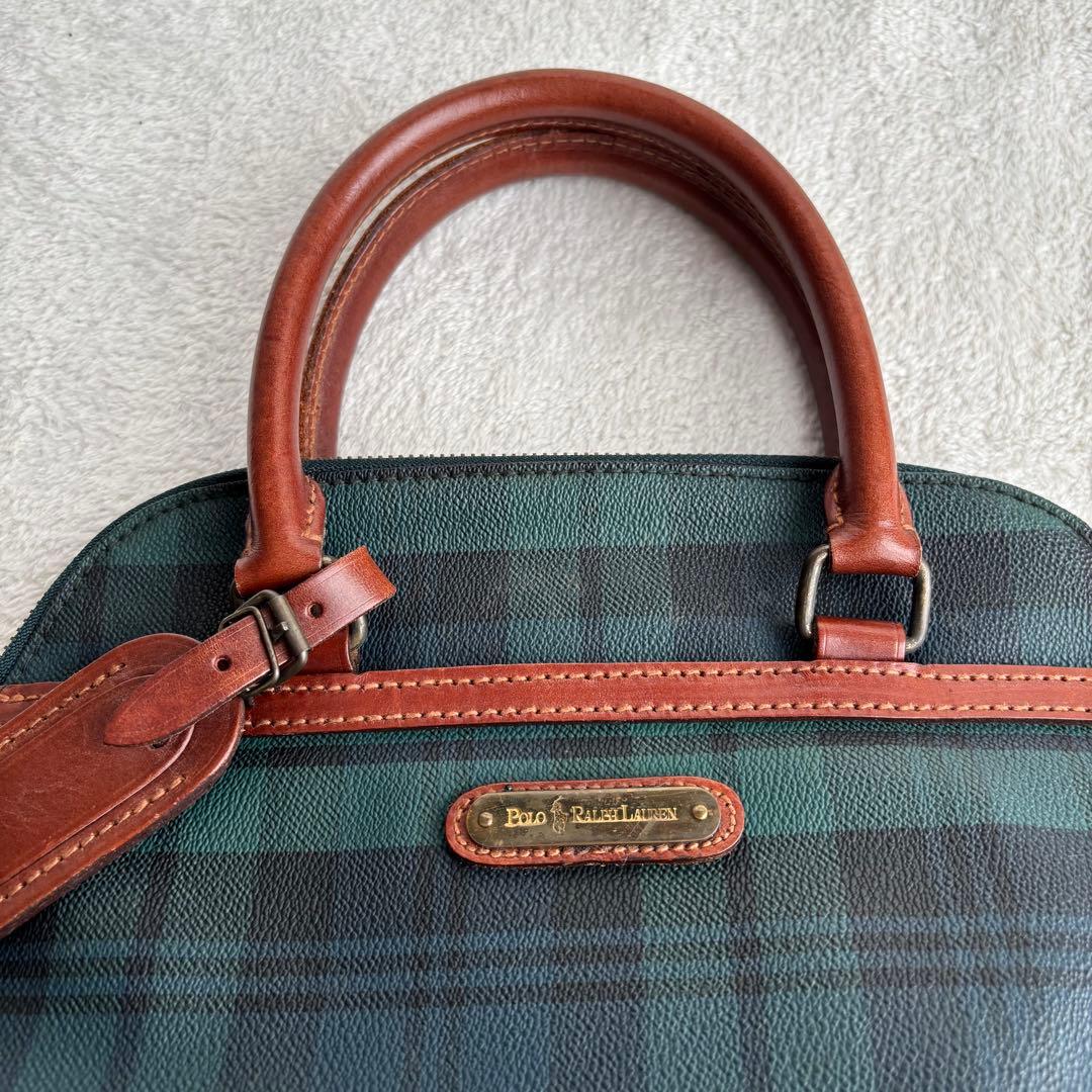 ✨️美品✨️ ポロラルフローレン ハンドバッグ PVCレザー ブラックウォッチ