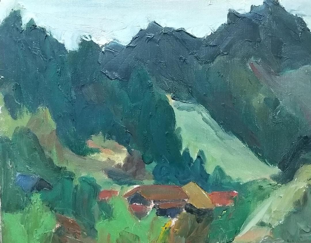 「飯能風景」名栗川 '60 絵画 F8 油絵