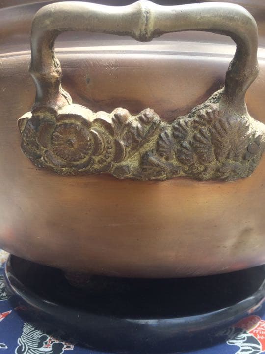 C3 茶道具・銅火鉢・火鉢・古銅・双耳 瓶掛・インテリア・アンティーク