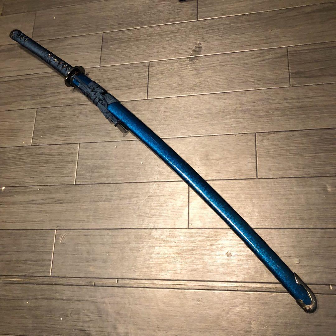 高級模造刀　高級居合刀　樋入り刀身　優波紋　亜合金刀身　名刀　居合刀　青拵え