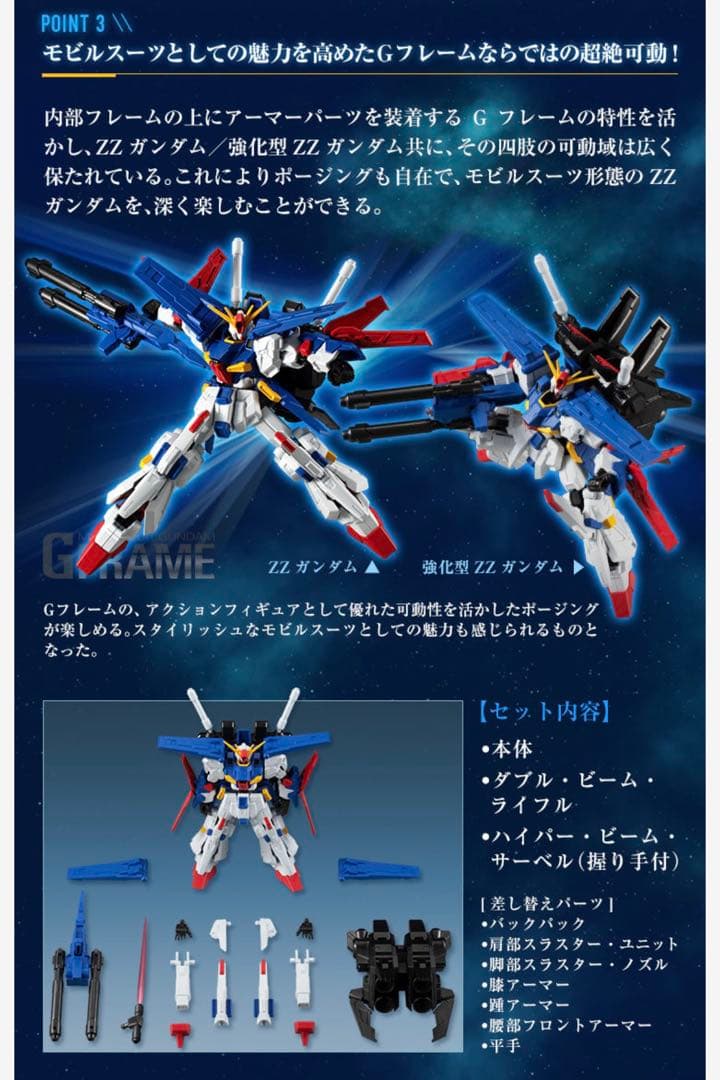 機動戦士ガンダム　Gフレーム ZZガンダム／強化型ZZガンダム【プレバン限定】