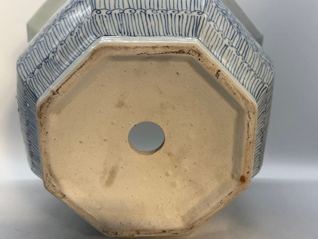 中国　清時代　染付花卉紋　八角鉢　アンティーク　送料込み260118