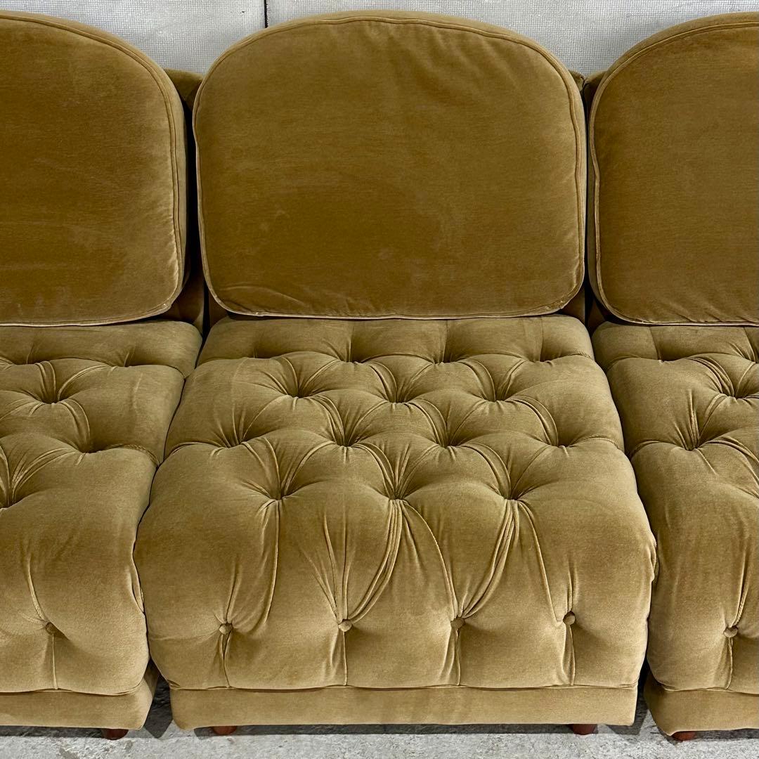 ✦70s✦マルニ木工  ソファ 3脚セット ベロア生地 その①