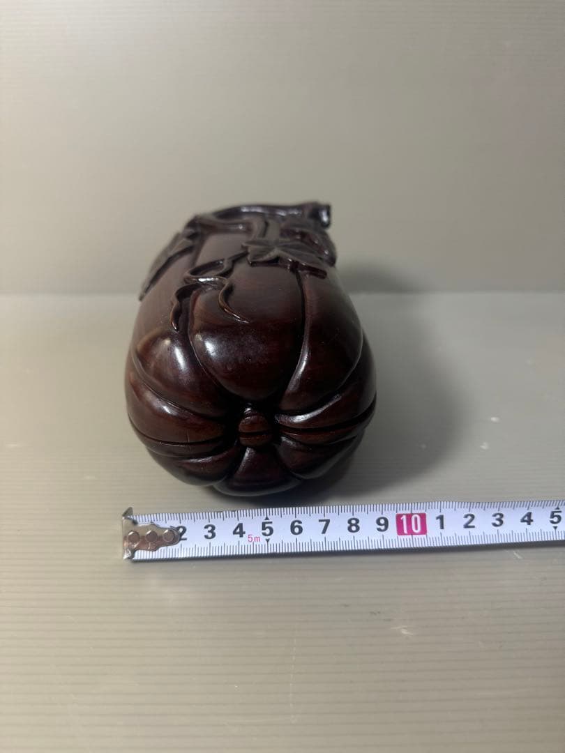 2467本紫檀 蓋物 瓜 希少木 漆塗り 小物入れ 置物 美術工芸品 飾り