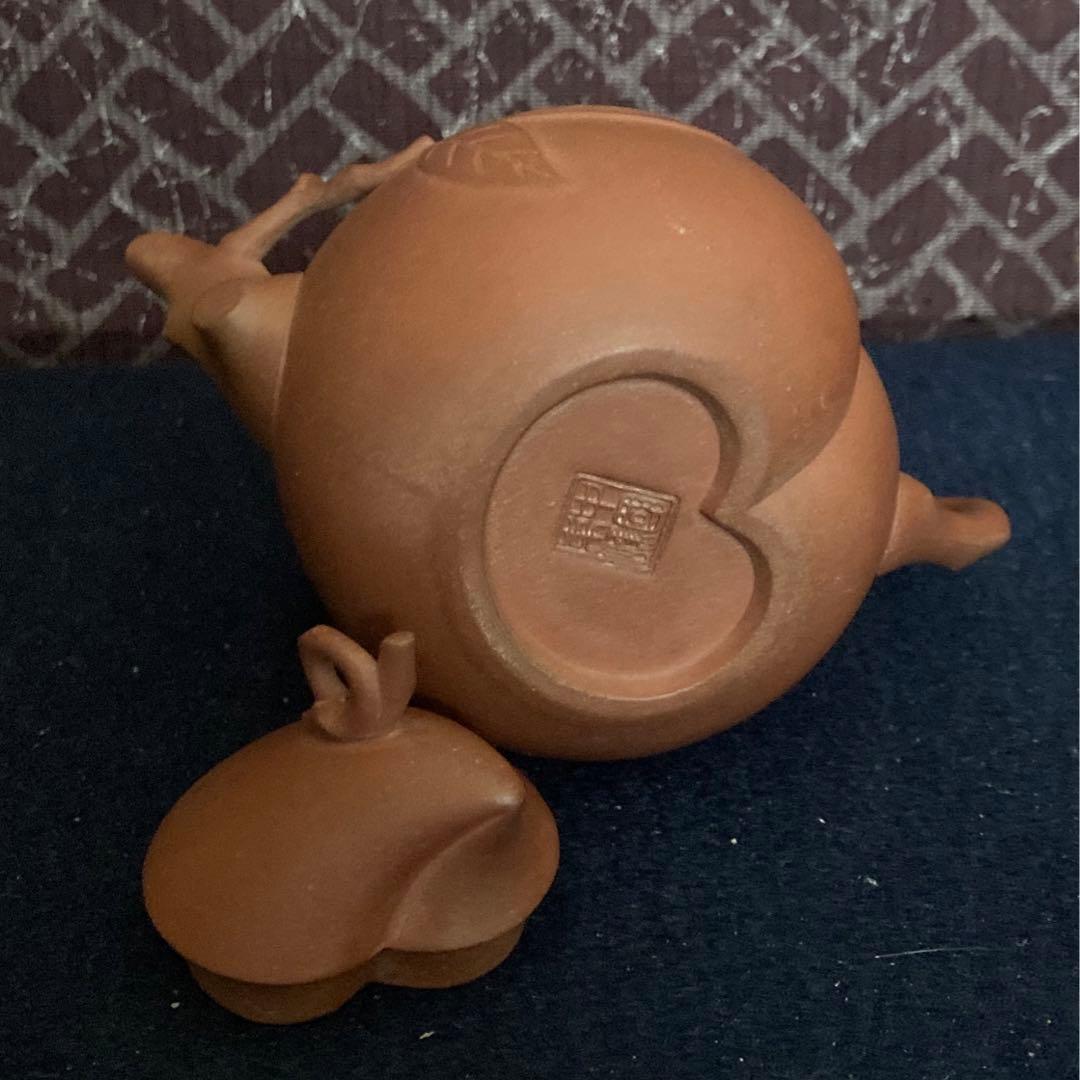 朱泥桃型茶心壷 朱泥急須 煎茶