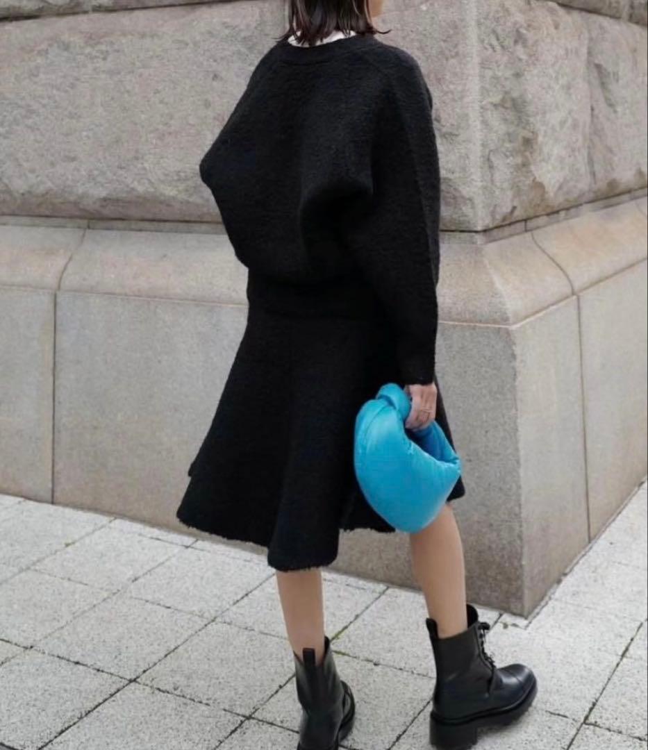 新品　MACHATTブークレニットスカートboucle knit skirt 黒