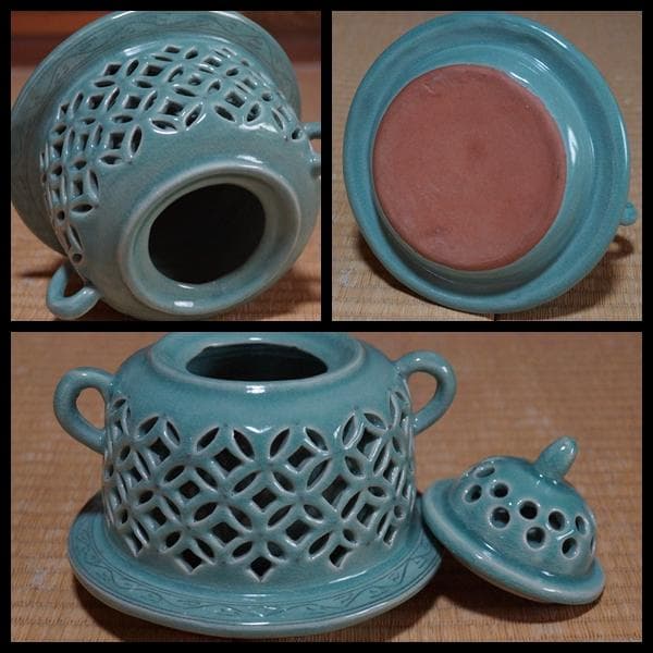 茶道具 銀光造 大型透かし七宝紋茶釜/雲鶴紋象嵌風炉セット 獣