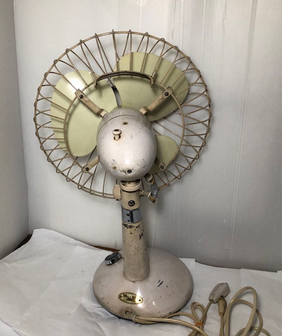 レトロ 扇風機 3枚羽 30cm扇 三菱 D-12M 藤 当時物