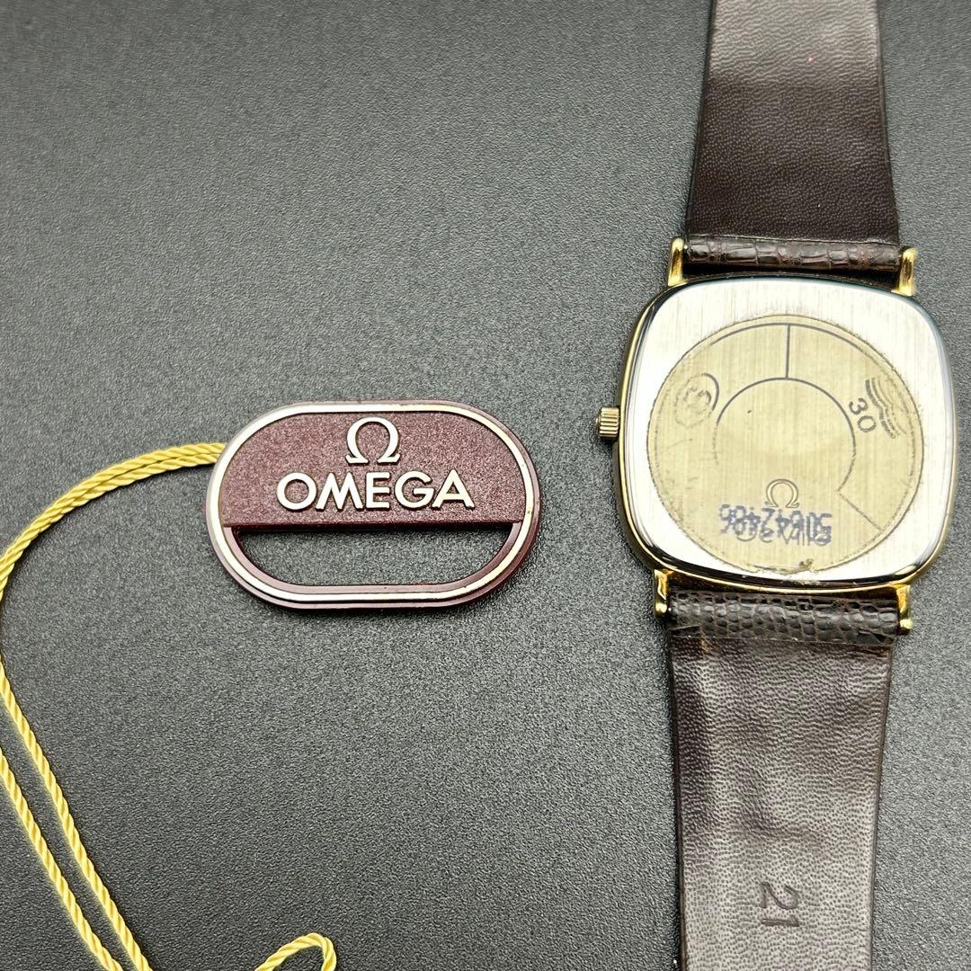 美品 オメガ デビル 新品電池 箱タグ付 195.0077 ストライプ メンズ