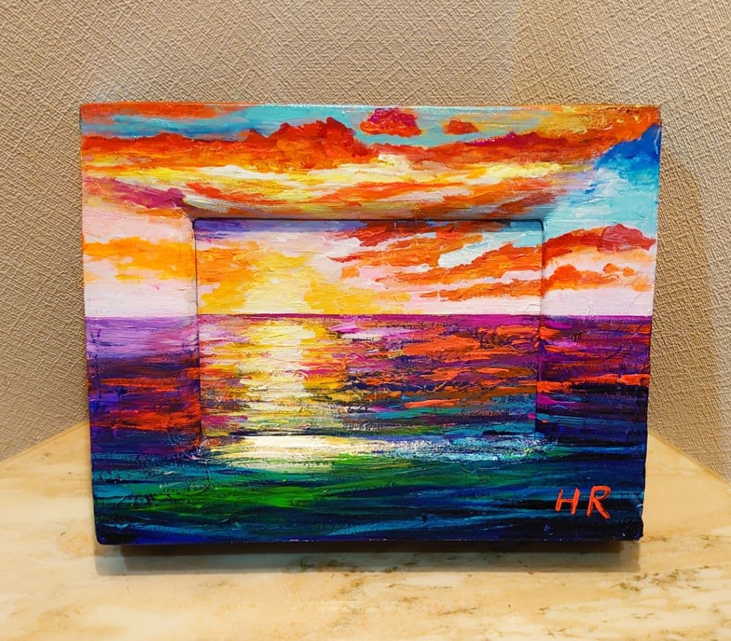 油絵 絵画 【森の白い花道】