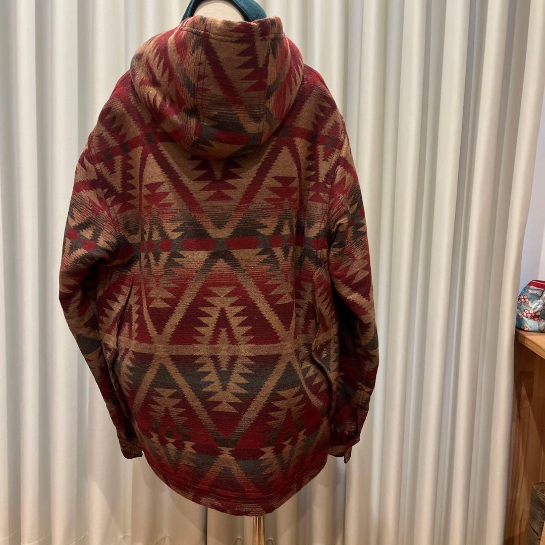 幾何学模様ウールジャケット フード付き