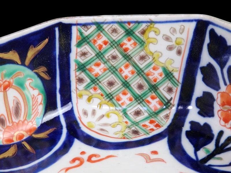 古伊万里 色絵 花の図 八角鉢 大鉢 C018AS-CWy