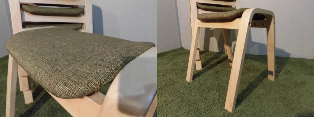 アウトレット★スタッキングスツール★4脚セット/ナチュラル枠（グリーン）