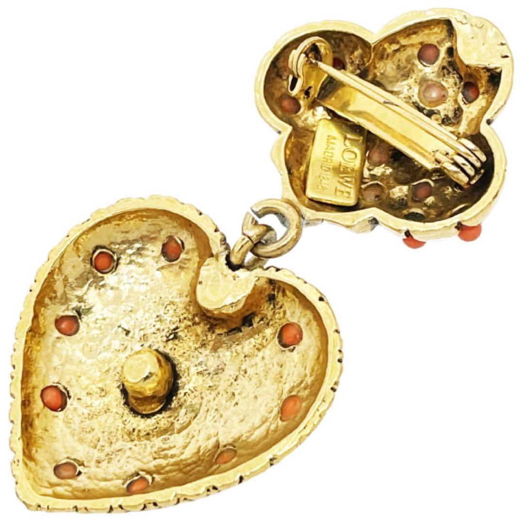 正規品 美品 ロエベ ヴィンテージ ブローチ ハート バッチ 【TT14690】