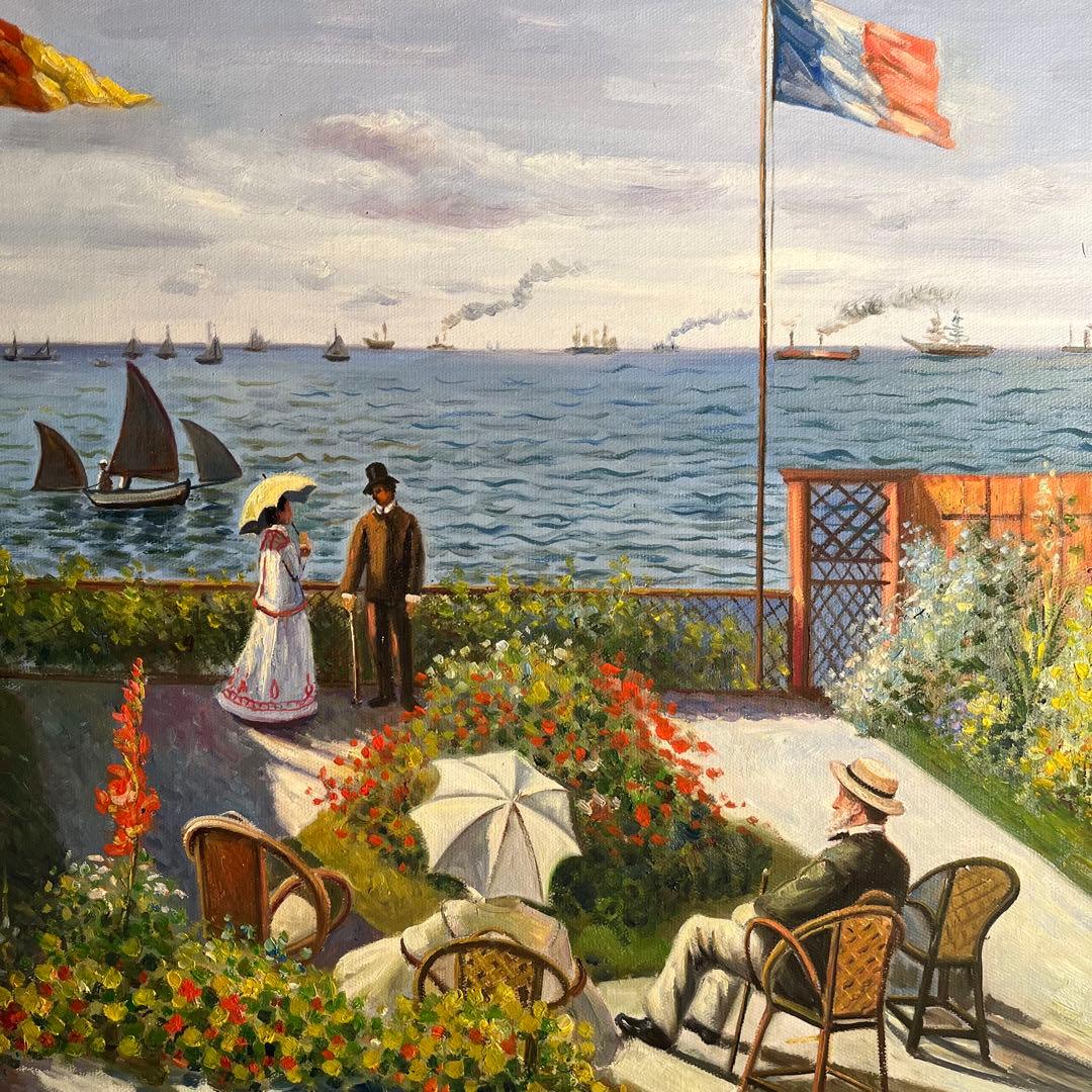 ★秀作★ 手書き油絵 クロード・モネ サン・タドレスのテテス 絵画 額付 油彩画