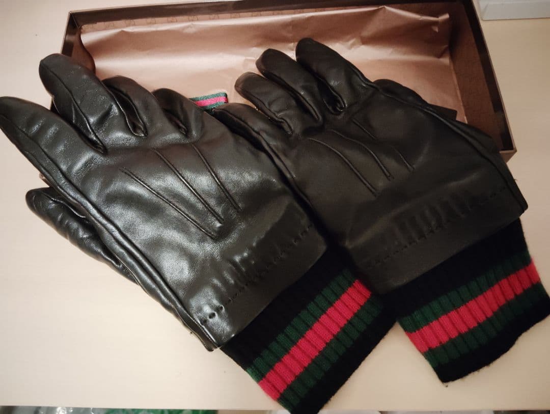 グッチ GUCCI シェリーライン ラムレザー 手袋 サイズ9｜未使用級