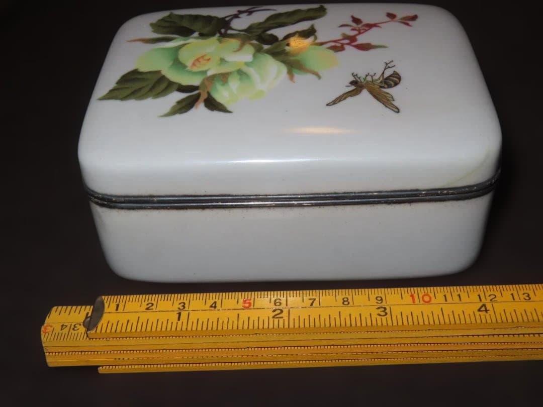 明治金工 尾張七宝 銀線七宝 花蜂図 銀覆輪 ボンボニエール 内古裂張