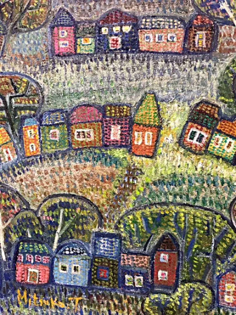 絵画 額装 Mituko.T作 油絵 街並み
