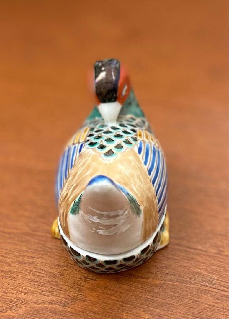 陶器製 九谷焼 雉の小物入れ❓