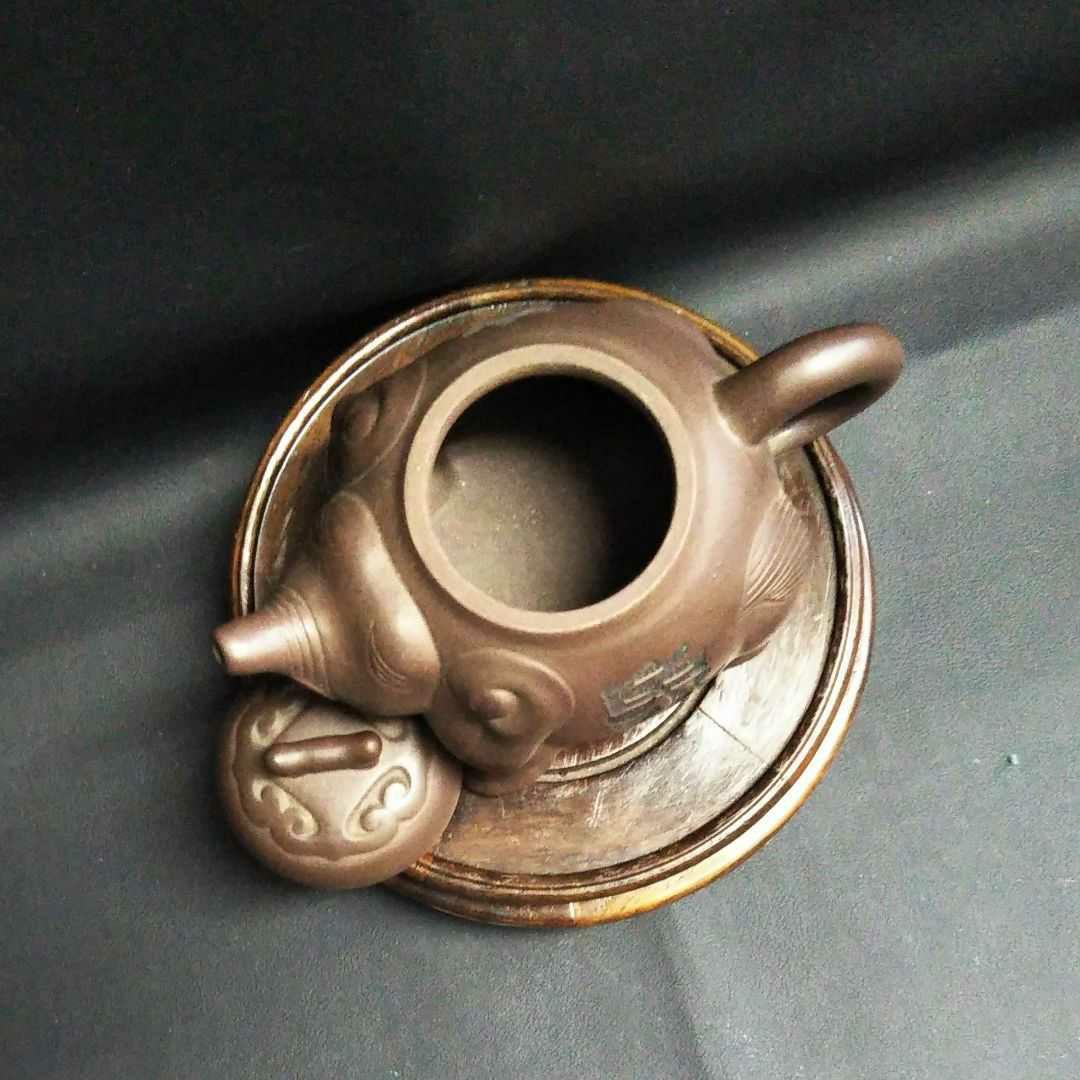 ※中国古美術/朱泥紫砂象型四足茶壺/(底款:周検風制)